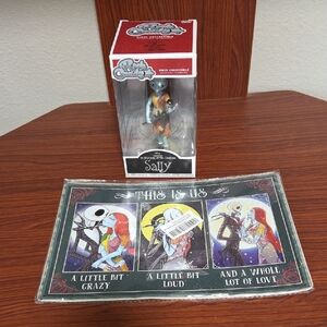 Disney Bundle Set of Sally Vinyl Collectible; Vintage Metal Tin Sign